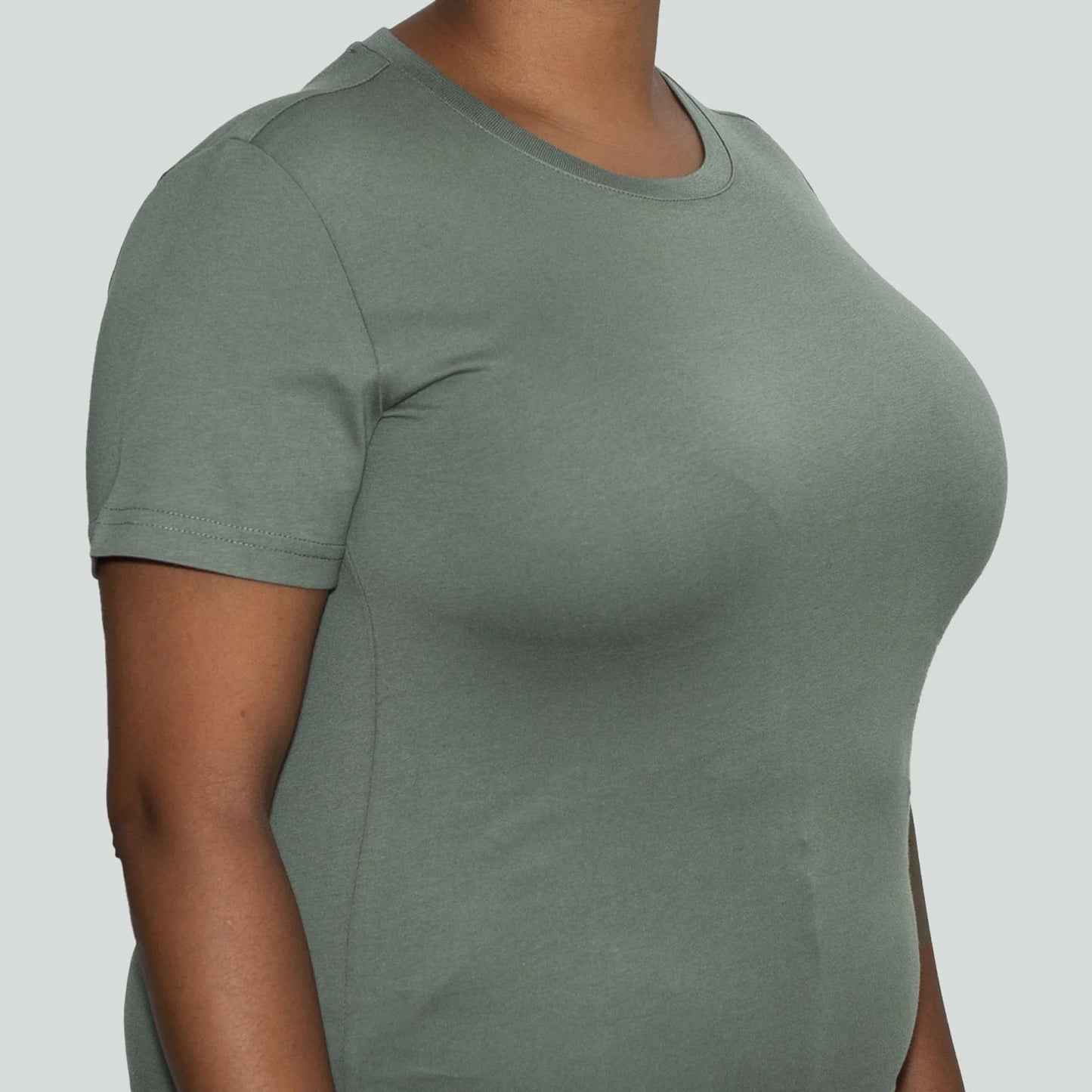 T-shirt i återvunnen bomull för kvinnor, Sage
